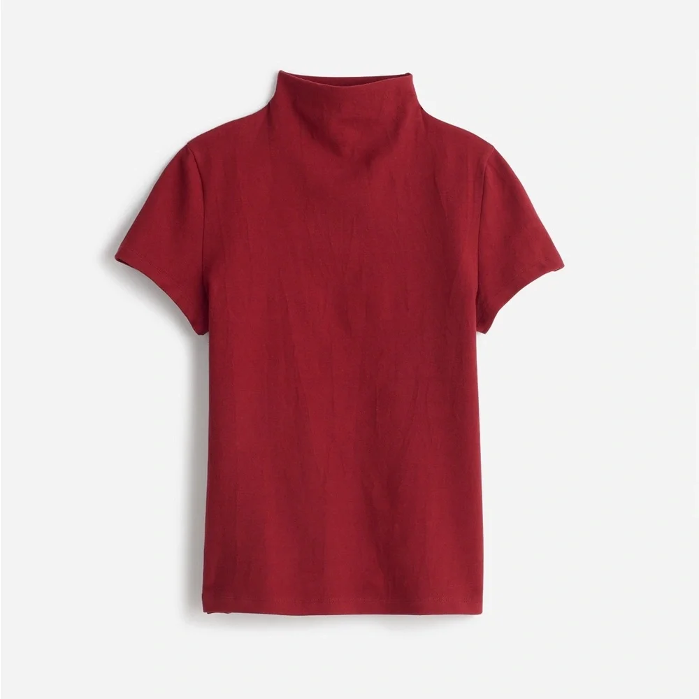 Madewell Short Sleeve Mockneck Tee in Claret Size XS - Picture 1 of 1